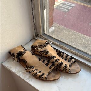 Loeffler Randall Leather Sandals with Black Detailing